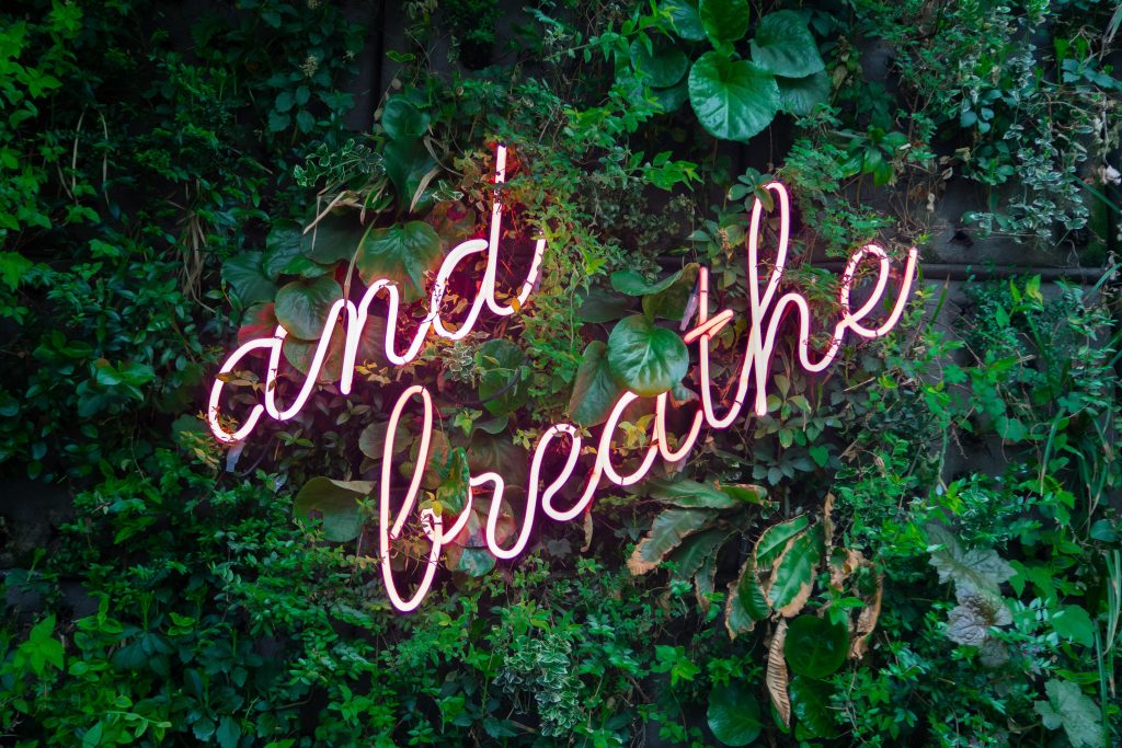Neon and breathe sign